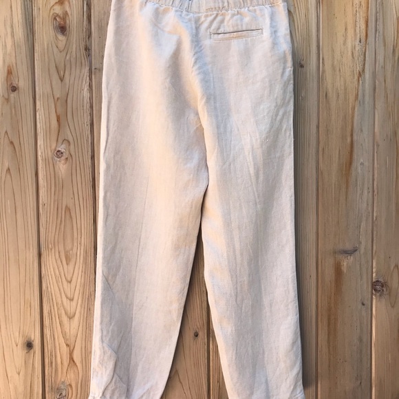 100% beige Linen draw string pants - Picture 3 of 6